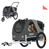 DOGGYHUT® Premium M Hundeanhänger 2-in-1 Hundebuggy & Jogger Fahrradanhänger für Hunde bis 23kg