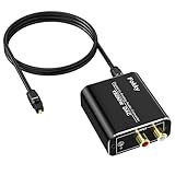 Fokky DA Wandler, 192kHz DAC Konverter Digital-Analog-Wandler, SPDIF Koaxial Toslink zu Analog Stereo RCA L/R 3,5 mm Audio Adapter mit Optisches Kabel+Koaxialkabel, Optical to Aux für TV DVD Blu-Ray