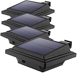 LED Solar Dachrinnenleuchte, KEENZO Solarlampen für Außen, 25LEDs Solarlicht Wireless Außenwand Dekorationsleuchten, Auto ON/OFF, Schwarz,Warmweiß Licht (4er set)