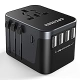 Reiseadapter Weltweitr 224+ Ländern 28W Fast Charge Universal Travel Adapter mit 4 USB Ports+Typ C und AC Steckdosenadapter Universaladapter für Deutschland USA England Thailand Italien Australien