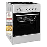 Exquisit Elektro-Standherd ECM 6-4 Inox | Standherd 60cm mit Glaskeramik Kochfeld | Ober- & Unterhitze | Umluft | Elektroherd freistehend 60 cm