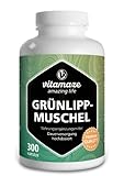 Grünlippmuschel Kapseln hochdosiert: 1500 mg Grünlippmuschel Pulver aus Neuseeland pro Tagesdosis, 300 Kapseln Dauerversorgung, Natürliche Nahrungsergänzung ohne Zusätze, Made in Germany