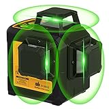 Globest Selbstnivellierender Kreuzlinienlaser, 3x360° Linienlaser, 12 Linien grüner Laserstrahl, Laser Wasserwaage mit Pulsmodus, manueller Modus, 360° Magnetbasis & wiederaufladbarer Akku