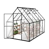 FIVMEN Gewächshaus Aluminium Gartengewächshäuser mit 6 cm Fundament und 4 mm PC Platte Treibhaus Tomatenhaus Gartenhaus UV beständig Wetterfest für den Garten, 280x180x195 cm