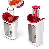 Babynahrungszubereiter Tragbarer Silikon-Manueller Baby-Püree-Hersteller Babynahrungsmaschine für Zuhause, Küche, Restaurant (Rot)
