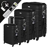 Devillo® Hartschalenkofferset Kofferset 4tlg. S-M-L-XL, Schwarz - Hard Shell Trolley Koffer Reisekoffer Reisekofferset Gepäck Rollkoffer Schloss 4 Rollen ABS-Hartschale Teleskopgriff