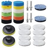 28 Stück 80mm Polierschwämme Pads,Polierset Auto, Polier Set,Polieraufsatz Akkuschrauber Auto Set,für Poliermaschine Zum Polieren, Schleifen, Wachsen