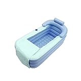 Inflatable Badewanne,Lightakai PVC Inflatable Bathtub Aufblasbare Tragbare Badewanne Faltbare Inflatable Bathtub mit Kissen & Abflussrohr (ohne Pumpe) für Home Pool-Badezimmer, Blau