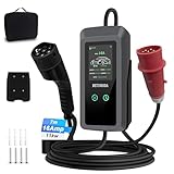 BETUMODA Mobile Wallbox 11kW 3-phasig 7M Einstellbare Ladeleistung CEE 16A auf Typ 2 und EV Ladegerät mit Einstellbarer Ladeleistung für Elektroauto