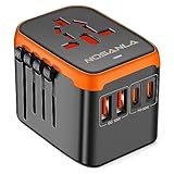 NOSANLA Universaler Reiseadapter, Internationaler Steckadapter, All-in-1 Steckdosen Wandladegerät mit 2 USB-A und 2 USB-C, Weltweiter AC-Steckadapter für US, EU, UK, AUS und Asien