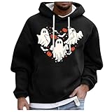 Kapuzenpullover Halloween Sweatshirt Kapuzenjacke Herren Große Größen Winter Günstig Langarm Pullover Hoody Herren Oversize Lustig Casual Sport Locker Lässig Oberteile (Black, XXXL)