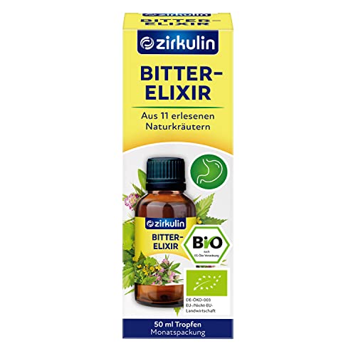 Zirkulin Bitter-Elixir – Bio Bittertropfen 50ml - hochdosierte Bitterstoffe aus erlesenen Kräutern 4-8:1 Extrakt – nach Hildegard von Bingen – vegan, zuckerfrei – aus biologischem Anbau