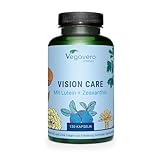 VISION CARE Vegavero® | Augenvitamine: Lutein & Zeaxanthin | SEHKRAFT & AUGEN* | 120 Kapseln | mit Beta Carotin, Heidelbeere, Vitamin B2 & Zink | Ohne Zusätze | Vegan