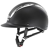 uvex suxxeed Chrome - robuster Reithelm für Damen und Herren - individuelle Größenanpassung - optimale Belüftung - Black matt-Silver - 55-56 cm