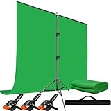 Heysliy Greenscreen mit Ständer 1.5 x 2M, Green Screen mit Verstellbarer Hintergrund Ständer für Fotografie, Streaming, Gaming, Chroma Key