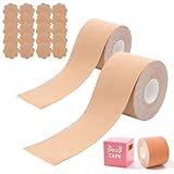 Tokaneit Boob Tape, Brusttape, Body Tape, Bruststraffungsband, 2 Stück Brust Push up Tape mit 10 Paar Nipple Cover, Klebe BH Push Up Set, Boobietape für Abendkleider, Ballkleid, Hochzeitskleid