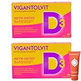 VIGANTOLVIT Vitamin D3, K2 und Calcium 60 Tabletten I Aktiv-Osteo 3in1 zur Unterstützung der Knochenmineralisierung, Muskeln & Zellfunktion I für Frauen ab 50 I Spar-Set plus Pharma Perle (2x)