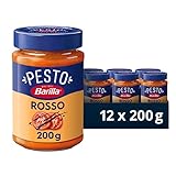 Barilla Pesto Rosso 12x200g | Glutenfreie Italienische Pasta-Sauce mit italienischen Tomaten und Balsamico-Essig aus Modena, Nudel-Soße, rotes Pesto