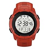 QANYEGN Sports Electronic Watch, Men Digital Watches with Stopwatch Alarm, Rubber Strap Wristwatch for Women (Red)