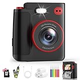 MYSTILUCK Sofortbildkamera Kinder, 1080P HD Kinderkamera Sofortbildkamera mit 32GB Karte & DruckerPapier, Kinderspielzeug Geburtstag und Weihnachten Geschenke für Jungen/Mädchen 3-12 Jahren (Schwarz)