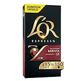 L'Or Espresso Barista Kaffeekapseln - 150 Aluminiumkapseln - Intensität 13 - Kompatibel mit Original Nespresso®* Maschinen - 15 Packungen mit je 10 Kapseln