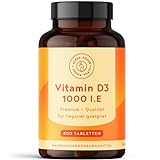 Vegetarisches Vitamin D3 Tabletten - mit 25μg (1000 I.E.) und Bioverfügbarkeit - Sonnenvitamin Für Knochen, Muskeln und Immunsystem. 400 Tabletten - Alpha Foods