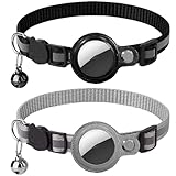 XIIORE 2 Stück Airtag Katzenhalsband mit Glocke, GPS Nylon Integriertes Katzenhalsband, Reflektierendes Katze Halsband mit zerbrechlicher Sicherheitsschnalle für Katze