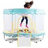 FOXSPORT Trampolin indoor mit Netz, Hüpfpolster, Randabdeckung und für Kinder ab 2 Jahren - Kinder Gartentrampolin - Mini Jumping Trampolin kinder, Sichere Trampolin outdoor klein (Blau)