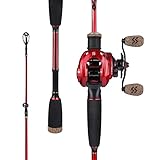 Sougayilang Baitcasting Combo, 2 Abschnitte M/MH Lightweight Baitcasting Rod und 8.0:1 Baitcaster Reel, Angelrute und Rolle Combo für Reisen Salzwasser Süßwasser-2.1R