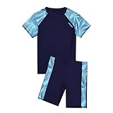 Generisch Uv Kleidung Baby, Strand Badebekleidung Mit Aufdruck Schnelltrocknend Badeshirt kurzarm Schwimmanzug Atmungsaktive Rundhals Schutzkleidung, Navy, 160