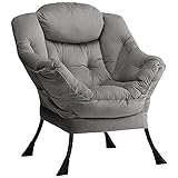 HollyHOME Ohrensessel Sessel Wohnzimmer & Schlafzimmer Samt Relaxsessel Lesesessel Armlehnensessel Lounge Sessels, Dunkelgrau