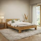 skølm Floki Bett 140x200 cm aus Massivholz – Haupt- oder Gästebett, Doppelbett aus Eiche, Natur geöltes Holzbett, Bettgestell aus Holz, Bed