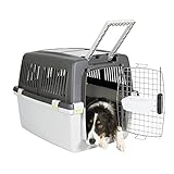 TRIXIE Transportbox Gulliver – M: 58 × 60 × 79 cm, IATA-konforme Hundebox für Reisen mit Auto, Zug & Flugzeug, stabile & leichte Kunststoffbox mit Metalltür & Belüftung – 39872