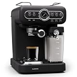 Klarstein Espresso Siebträgermaschine mit Milchaufschäumer, 1,2L Mini-Espressomaschine mit Siebträger, 1350 Watt Kaffeemaschine Klein, Edelstahl-Kaffeemaschine für Cappuccino, Latte & Macchiato