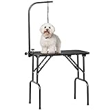 Yaheetech Hundepflegetisch, Trimmtisch für Hunde, Hundefriseur Tisch, Hunde Badetisch, Pudel Fellpflege, Hund Schertisch, höhenverstellbar, rutschfest, bis 100 KG belastbar