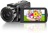 Nicamery Videokamera, Camcorder 1080P 36MP mit IR Nachtsicht 3.0 Zoll 270 Grad Drehbarer IPS Bildschirm 16X Digital Zoom, Vlog Kamera mit Fernbedienung und 2 Batterien