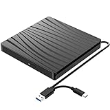 QDSYLQ Externes DVD Laufwerk, USB 3.0 & Type-C Tragbar CD DVD +/-RW Brenner Optical Drive DVD Laufwerk Extern für Laptop, PC, Desktop, MacBook, iMac, Windows 11/10/8/7/XP/Linux/Vista/MacOS