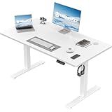 TRIUMPHKEY Höhenverstellbarer Schreibtisch 110 x 60 cm, Schreibtisch Höhenverstellbar Elektrisch, Ergonomischer Steh-Sitz Tisch Computertisch für Home Office, Weiß