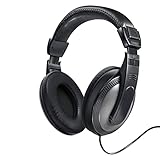 Hama Kopfhörer „ShellTV“, kabelgebunden, Over Ear (Kopfhörer mit Kabel, Kopfhörer Over Ear, mit langem Kabel, 6m Kabel, 3,5mm Klinke, 6,35mm Adapter, Musik Kopfhörer, TV Kopfhörer, vergoldet) schwarz