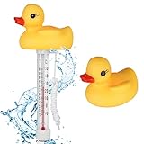 OFFCUP Schwimmende Wasserthermometer, Wasser Temperatur Thermometer, Schwimmende Pool Thermometer, Floating Pool Thermometer Cute Für Swimmingpool, Hot Tubs, Fischteiche & Baby-pool（Gelbes Entlein）