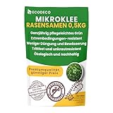 ECODECO Mikroklee Samen | Weiß Klee Samen | Clover Rasen Samen | Zwergklee für Gleichmäßiges und Grüner Gras | Microclover für Grassamen Saatgut | 500g