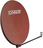Schwaiger - SPI1000.2 - Aluminium Offset-Antenne, Satellitenschüssel, SAT-Anlagen 100 cm (39,4 Zoll), mit LNB-Tragarm und Masthalterung, Ziegelrot