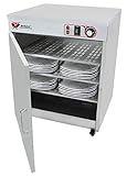 Beeketal 'BTW-120' Profi Gastro Edelstahl Tellerwärmer elektrisch mit 3 Einlegeböden, Temperatur stufenlos ca. 30-85 °C einstellbar, mobiler Wärmeschrank 1-türig auf Rollen mit Feststellbremse