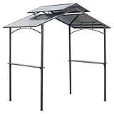 Outsunny Grillpavillon mit Flammschutzdach BBQ-Pavillon mit 2 Ablagen 2,5 x 1,5m Stahl PC Schwarz+Braun