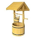 Pflanzbrunnen aus Tannenholz rund Natur - 85 x 50 cm - Deko Holz Brunnen zum Bepflanzen - Garten Terrasse Dekoration Zierbrunnen Gartenbrunnen Blumentopf Pflanztopf