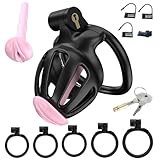 Peniskäfig,Chastity Cage Männer Sissy Keuschheitskäfig Herren Extrem Penies Käfig Penis Cage Cock Cage Chastity Cage Male Keuschheitsgürtel für Herren Sex Toyset für Man 5 Größen In 1 Schwarz