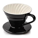 Kaffeefilter aus Porzellan, Handfilter Kaffee Filterbehälter, Permanenter Kaffeefilterhalter für 2-3 Tassen, Wiederverwendbarer Kaffeetropfer zu Manuellem Kaffee in Cafe & Hause (Schwarz)
