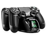 PS4 Controller Ladestation, Playstation 4 Controller Dualshock Ladegerät, PS4 Charger Dock Staion mit LED Anzeige für PS4/PS4 Pro/PS4 Slim (Grün + Rot LED)