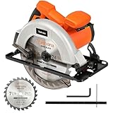 Yunirvana 1400W Kreissägen, Maximale 6000RPM, Einstellbare Schnitttiefe und -winkel: 62 mm (90°) - 48 mm (45°), Staubabsaugsystem und 185 mm Sägeblatt