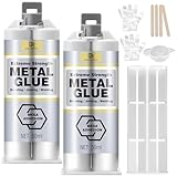 Metallkleber Extra Stark für Metall, Edelstahl & Gusseisen - 2 Komponenten Kleber Epoxidharz 100ml - Flüssigmetall Kleber zum Schweißen & Reparieren, Hochfester Klebstoff für Kunststoff, Holz, Keramik